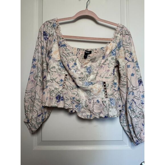 Express Tops - Express Floral Cottagecore Coquette Crop Top Sweetheart Neck Date Night Brunch
